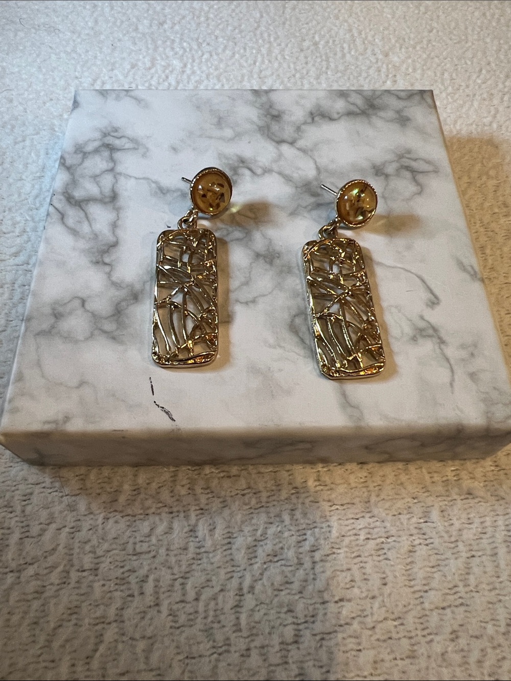 Gold Filigree Drop Earrings - Women Jewelry